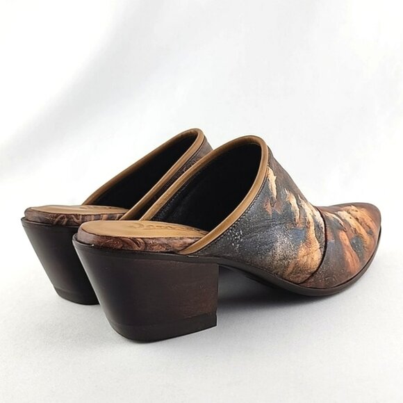 Icon Women's Leather Tan Wearable Art Western Horses Heeled Mules Shoes Size 7 - Picture 7 of 16